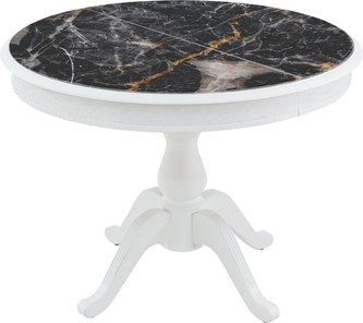 Овальный стол на кухню Фабрицио-1 Glass, Круг 1000, фотопечать (Мрамор 10) в Тамбове