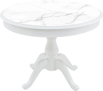 Кухонный овальный стол Фабрицио-1 Glass, Круг 1000, фотопечать (Мрамор 2) в Тамбове