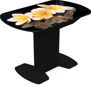 Кухонный раздвижной стол Корсика исп. 1 Фотопечать (Цветы №11) 1100(1415)*700 в Тамбове