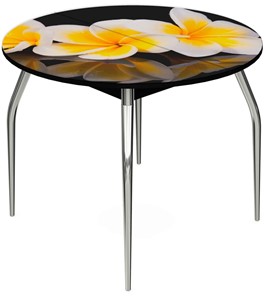 Обеденный раздвижной стол Ривьера - Круг, ноги метал. крашеные №24, ФП (Цветы №11) в Тамбове
