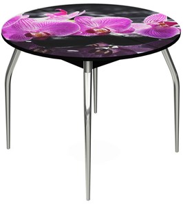Обеденный раздвижной стол Ривьера - Круг, ноги метал. крашеные №24, ФП (Цветы №30) в Тамбове