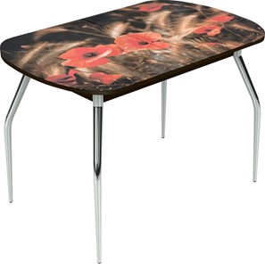 Обеденный раздвижной стол Ривьера исп.1 ноги метал. крашеные №24 Фотопечать (Цветы №38) в Тамбове
