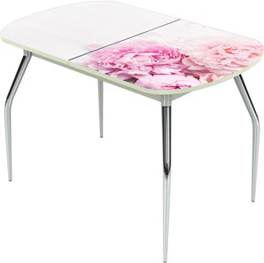 Раздвижной стол Ривьера исп.2 ноги метал. крашеные №24 Фотопечать (Цветы №49) в Тамбове