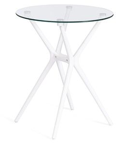 Стол на кухню PARNAVAZ (mod. 29) пластик/стекло, 60х60х70,5 прозрачный/белый арт.19697 в Тамбове
