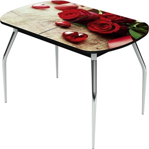 Кухонный стол раздвижной Ривьера исп.1 ноги хром №5 Фотопечать (Цветы №33) в Тамбове