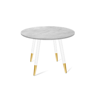 Кухонный круглый стол SHT-TU14 / SHT-TT 90 ЛДСП (бетон чикаго светло-серый/белый муар/золото) в Тамбове