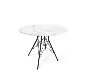 Кухонный круглый стол SHT-TU2-1 / SHT-TT 90 ЛДСП (мрамор кристалл/черный муар) в Тамбове