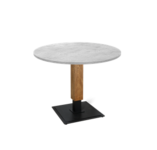 Обеденный круглый стол SHT-TU22 / SHT-TT 90 ЛДСП (бетон чикаго светло-серый/дуб брашированный корич/черный муар) в Тамбове