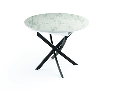 Кухонный стол 55.04 Адажио, мрамор белый/белый/металл черный в Тамбове