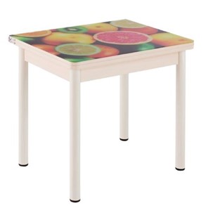 Кухонный пристенный стол СПА-01 СТФ, дуб молочный ЛДСП/стекло фрукты/36 прямые трубки крашеные белые в Тамбове
