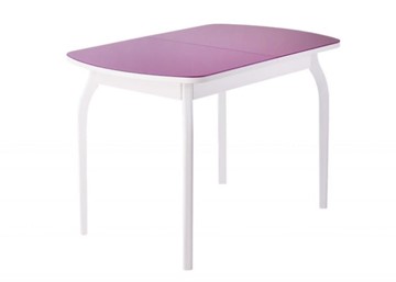 Раздвижной стол ПГ-мини, матовое фиолетовое стекло, ноги гнутые массив белый в Тамбове