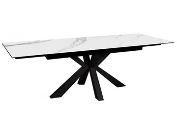 Стол раскладной раздвижной DikLine SFE140 Керамика Белый мрамор/подстолье черное/опоры черные (2 уп.) в Тамбове