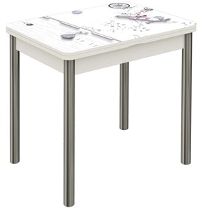 Кухонный раздвижной стол Бари хром №6 (Exclusive h174/белый) в Тамбове