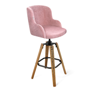 Барный стул SHT-ST39 / SHT-S93 (пыльная роза/браш.коричневый/черный муар) в Тамбове