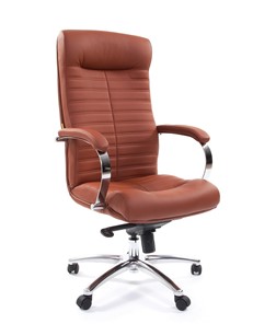 Кресло CHAIRMAN 480 Экокожа Terra 111 (коричневая) в Тамбове