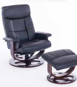 Кресло компьютерное ДамОфис J6011 для релаксации нат. кожа / дерево, черный в Тамбове