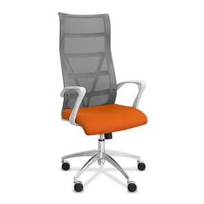 Кресло для руководителя Топ X белый каркас, сетка/ткань TW / серая/оранжевая в Тамбове