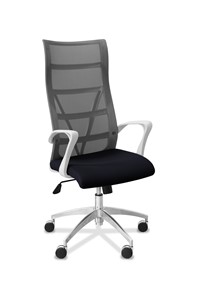 Кресло офисное Топ X белый каркас, сетка/ткань TW / серая/черная в Тамбове
