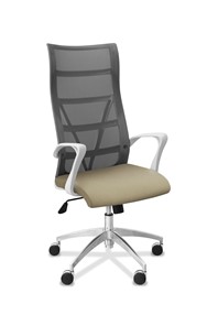 Кресло в офис Топ X белый каркас, сетка/ткань TW / серая/светло-серая в Тамбове