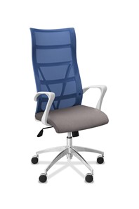Кресло в офис Топ X белый каркас, сетка/ткань TW / синяя/серая в Тамбове