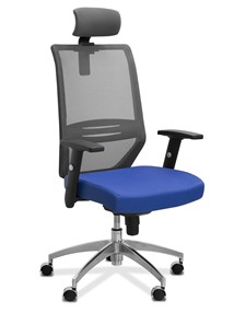 Кресло для персонала Aero с подголовником, сетка/ткань TW / черная/ синяя в Тамбове