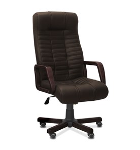 Офисное кресло Атлант W, экокожа премиум / тёмно-коричневая CN1113/ дерево - венге в Тамбове