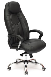 Кресло BOSS Lux, кож/зам, черный/черный перфорированный, арт.9160 в Тамбове