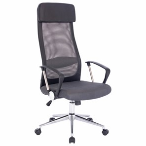 Офисное кресло BRABIX "Flight R EX-541", хром, ткань TW, сетка, черное/серое, 532518 в Тамбове