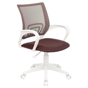 Офисное кресло BRABIX "Fly MG-396W", с подлокотниками, пластик белый, сетка, коричневое, 532398, MG-396W_532398 в Тамбове