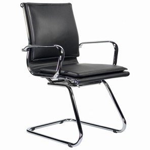 Кресло для приемных и переговорных BRABIX "Kayman CF-102", экокожа, хром, черное, 532572 в Тамбове
