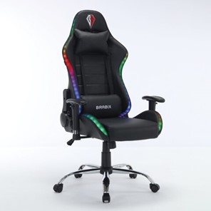 Кресло офисное BRABIX "Lumen GM-150 RGB", подсветка, две подушки, экокожа, черное, 532801 в Тамбове