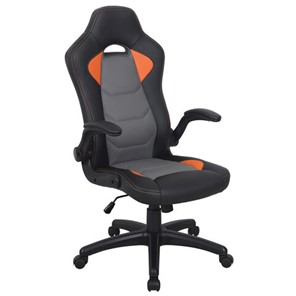 Офисное кресло BRABIX "Skill GM-005", откидные подлокотники, экокожа, черное/оранжевое, 532495 в Тамбове