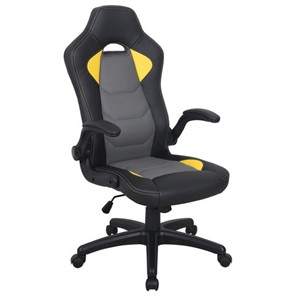 Офисное кресло BRABIX "Skill GM-005", откидные подлокотники, экокожа, черное/желтое, 532494 в Тамбове
