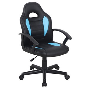 Офисное кресло BRABIX "Spark GM-201", экокожа, черное/голубое, 532505 в Тамбове
