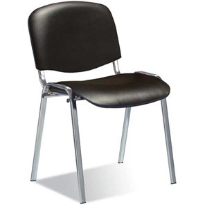 Офисный стул ДамОфис ISO ноги хром +черный кожзам в Тамбове