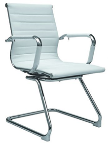 Офисное кресло ДамОфис B110 на полозьях, экокожа / хром, белый в Тамбове