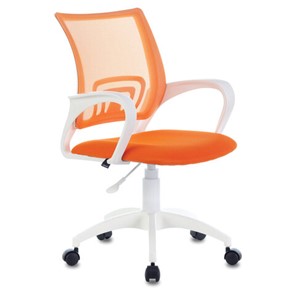 Компьютерное кресло Brabix Fly MG-396W (с подлокотниками, пластик белый, сетка, оранжевое) в Тамбове