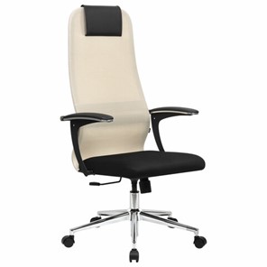 Офисный стул BRABIX PREMIUM "Ultimate EX-801" хром, плотная двойная сетка Х2, черное/бежевое, 532919 в Тамбове