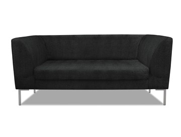 Мягкий офисный диван Сиеста 2-местный, ткань Сахара / черная С49 в Тамбове