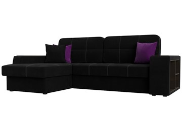 Угловой диван Брюссель, Черный/фиолетовый (вельвет) в Тамбове