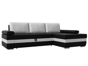 Угловой раскладной диван Канкун, Черный/Белый (экокожа) НПБ в Тамбове