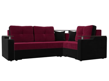 Угловой раскладной диван Комфорт, Бордовый/Черный (микровельвет) в Тамбове