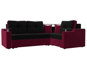 Угловой раскладной диван Комфорт, Черный/Бордовый (микровельвет) в Тамбове