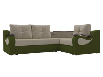 Угловой диван для гостиной Митчелл, Бежевый/Зеленый (микровельвет) в Тамбове