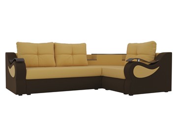 Угловой раскладной диван Митчелл, Желтый/Коричневый (микровельвет) в Тамбове