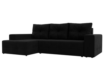 Угловой диван с оттоманкой Перри, Черный (микровельвет) в Тамбове