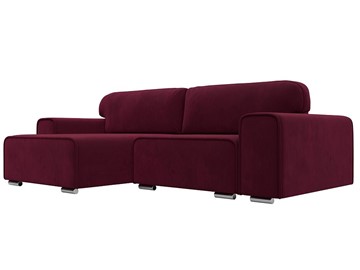Угловой диван с оттоманкой Лига-029, Бордовый (Микровельвет) в Тамбове