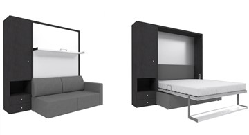 Шкаф-кровать Кровать-трансформер Smart (ШЛ+КД 1400), шкаф левый, правый подлокотник в Тамбове
