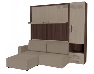 Кровать подъемная Кровать-трансформер Smart (КД 1400+ШП+Пуф), шкаф правый, левый подлокотник в Тамбове