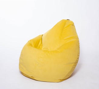 Кресло-мешок Груша среднее, велюр однотон, лимонное в Тамбове